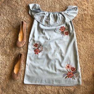 Express embroidered blue mini dress